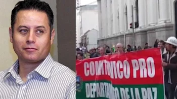 Protestantes en La Paz exigen avance en ley antibloqueos y critican a Lara por fomentar división en el país.