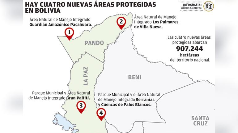 Bolivia amplía su red de conservación con cuatro nuevas áreas protegidas que abarcan vastas extensiones del país andino.
