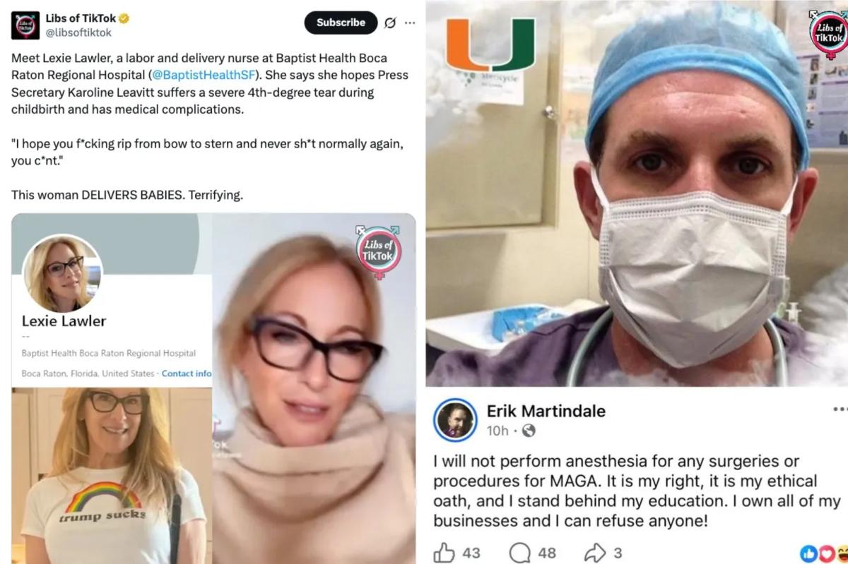 Denegación de cuidados médicos y deseo de daño físico hacia pacientes con opiniones políticas diferentes siguen sin justificarse.