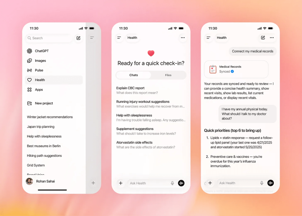 OpenAI lanza ChatGPT Health, una sección dedicada para conversaciones médicas y bienestar con acceso a historias personales y registros de